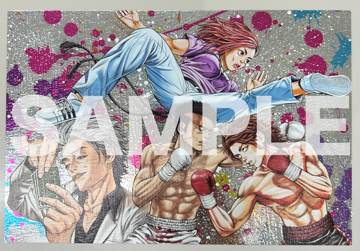 「げにかすり」「嘘喰い」「バトゥーキ」のメタリックポストカード