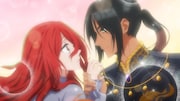 TVアニメ「ずたぼろ令嬢は姉の元婚約者に溺愛される」第1話の場面カット。左からマリー、キュロス