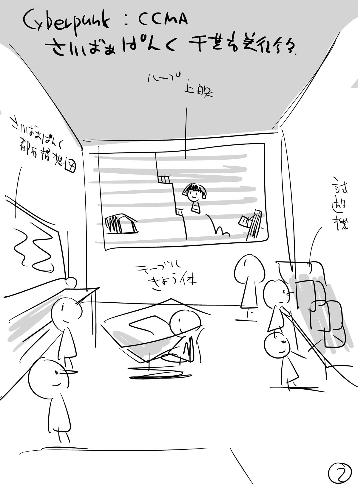 展示スペースのラフスケッチ