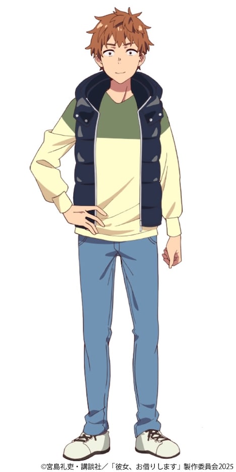 木ノ下和也(CV:堀江瞬)。都内在住なダメダメ大学生。優柔不断な性格で、下心に負けそうになるときも。 一方で、周囲の人を思いやるド直球な優しさも併せ持つ。レンカノである千鶴を家族や友人に「彼女だ」と紹介してしまい、嘘の関係を続けることに。 しかし、さまざまなイベントを一緒に乗り越える中で、次第に千鶴への本物の思いを募らせていく。