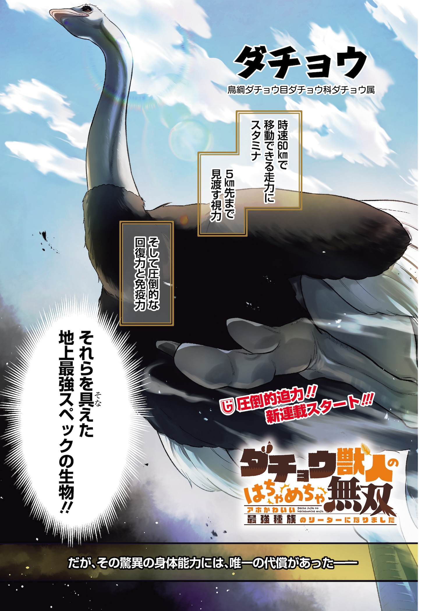 「ダチョウ獣人のはちゃめちゃ無双 アホかわいい最強種族のリーダーになりました」より