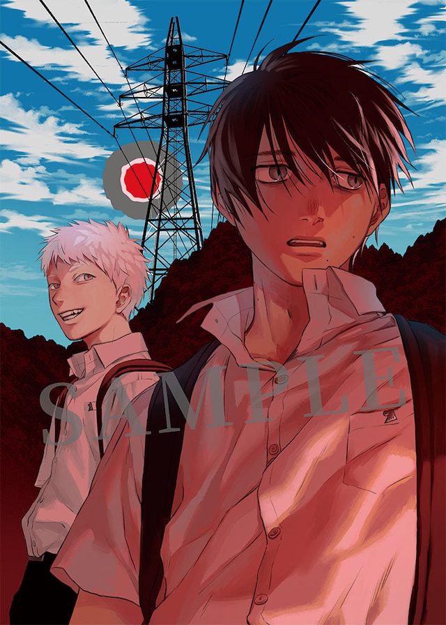 モクモクれん描き下ろしのA3クリアポスターのサンプル画像