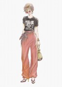 「NANA」をモチーフにしたTシャツのコーディネートイラスト