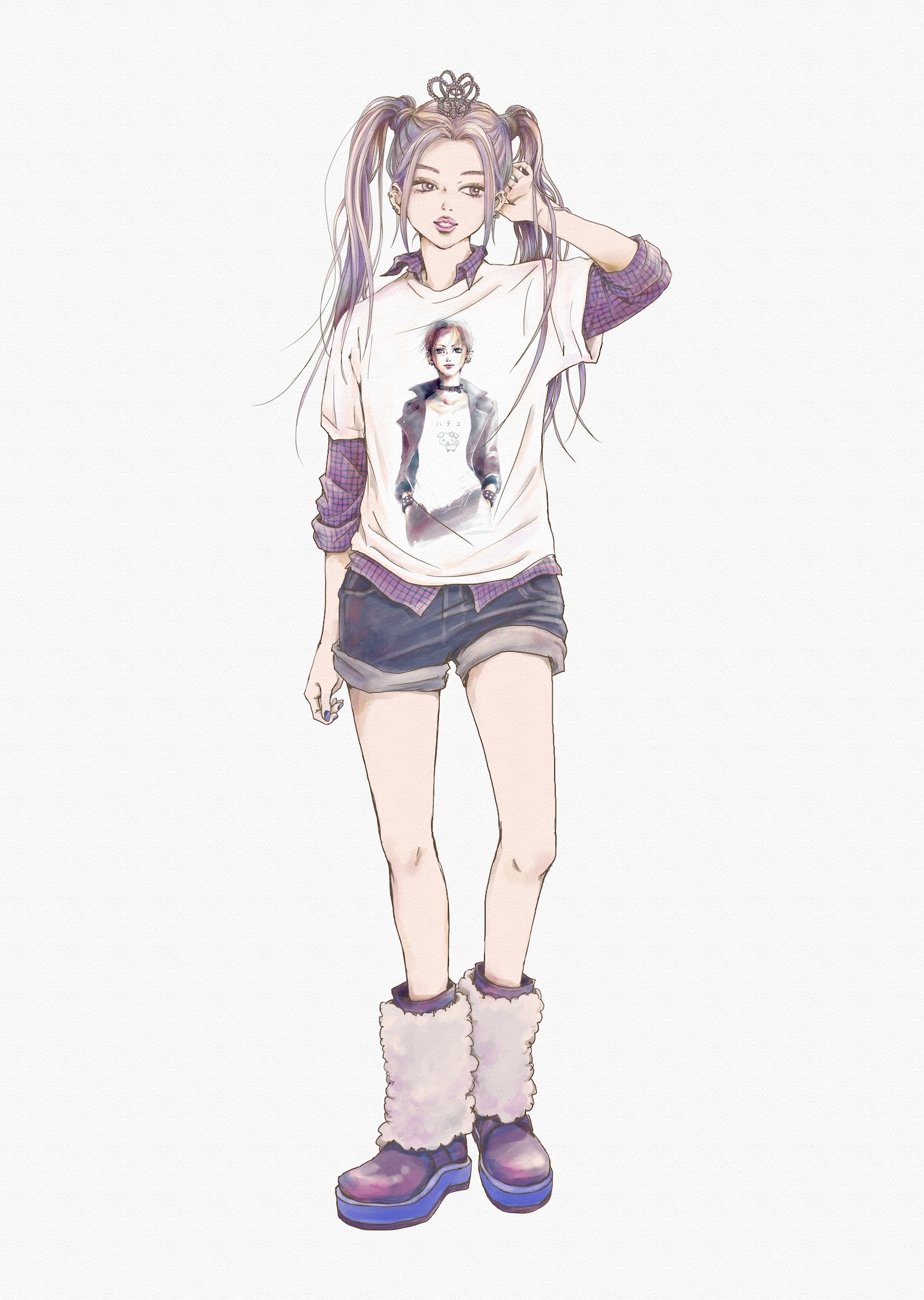 「NANA」をモチーフにしたTシャツのコーディネートイラスト