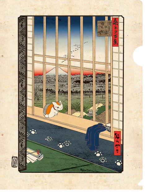 「夏目友人帳 ニャンコ先生『名所ネコ百景』クリアファイル」(c)緑川ゆき／白泉社　デザイン／川谷康久