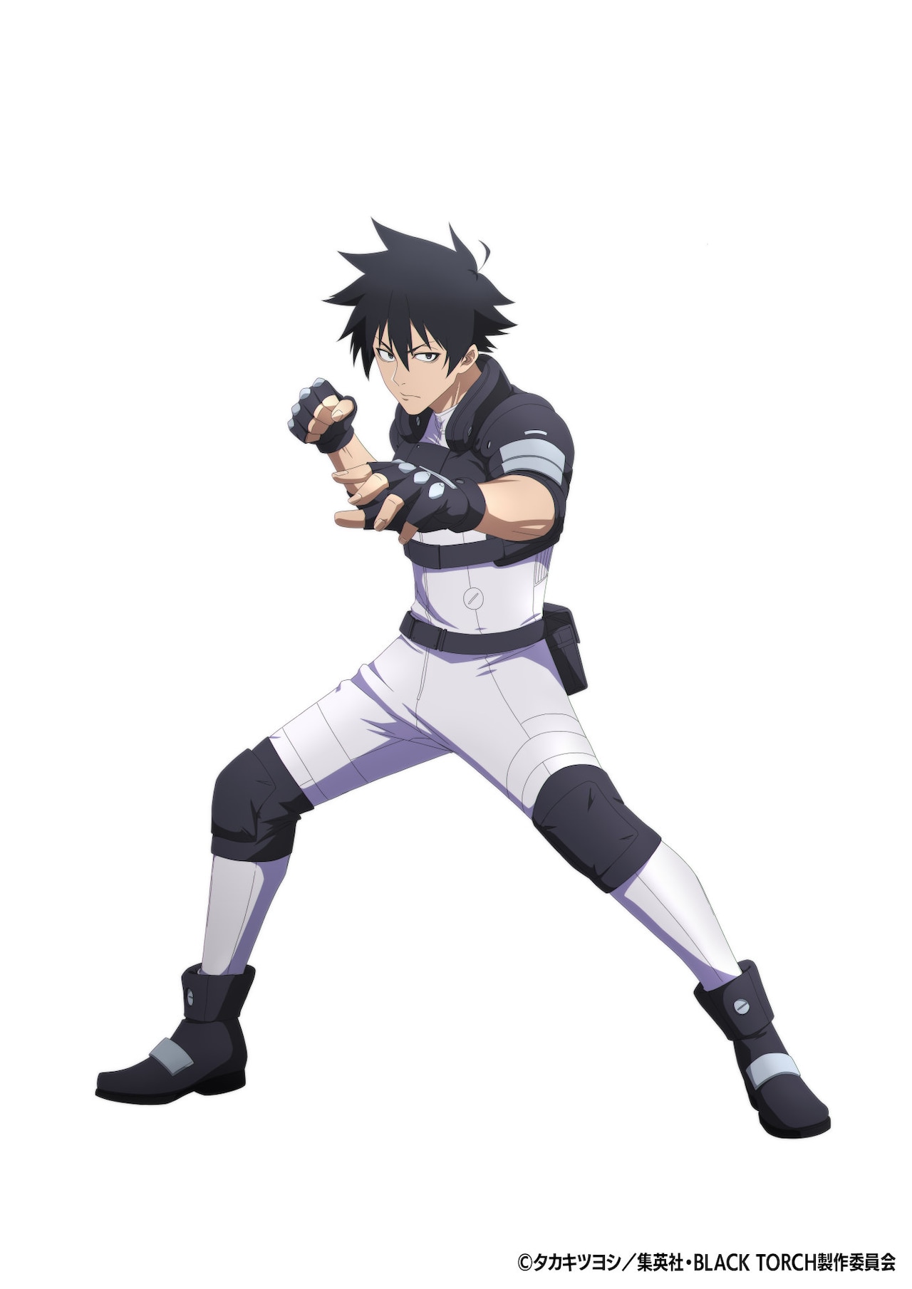 戦闘お兄さん　現品限り　原画　手描き　オリジナル グレー　イケメン　少年　黒　紫 我妻弐郎（CV：鈴木崚汰） - アニメ「BLACK TORCH」我妻弐郎役は