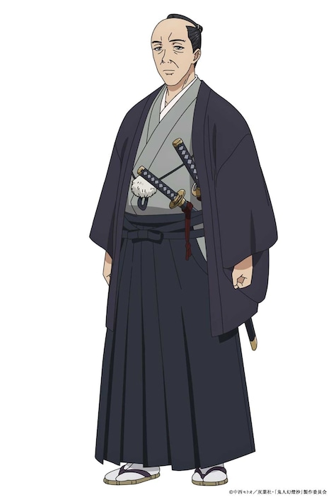 畠山泰秀（CV：関俊彦）。家督を譲り隠居した武士。柔和そうな表情からは武家の人間らしからぬ印象を受けるが、実際は江戸幕府存続を根幹に据えた攘夷論を掲げる典型的な佐幕派。 (c)中西モトオ／双葉社・「鬼人幻燈抄」製作委員会