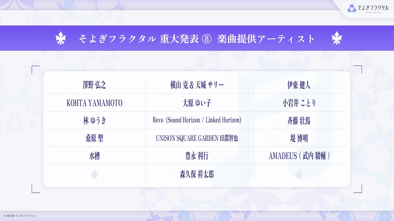 「梵そよぎ 1st EXPO-0rigin (オリジン）-」に楽曲を提供するアーティスト。