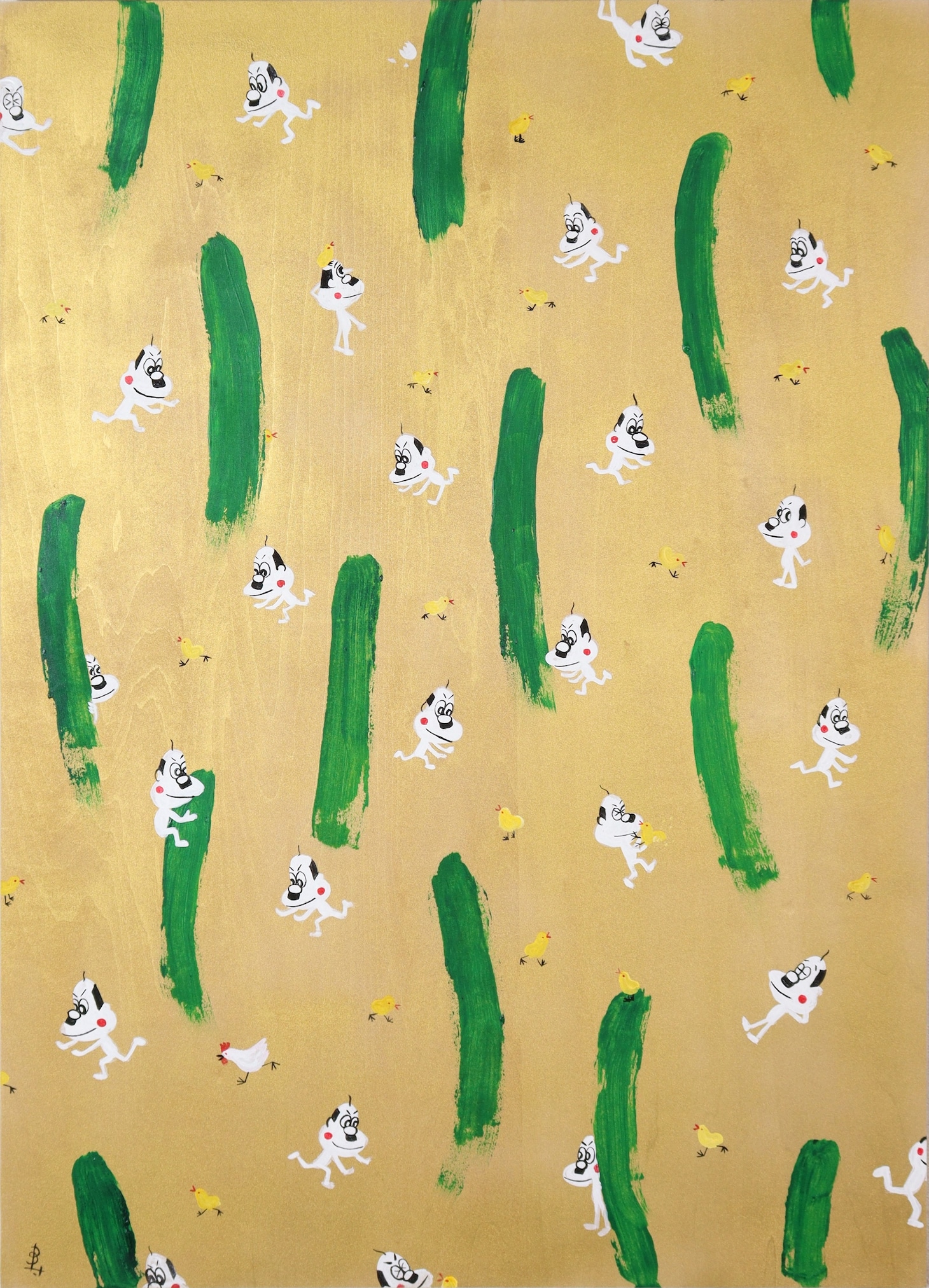 板絵「ヒヨコ狩り」