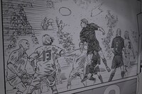 地下1階に掲示された安田剛士による描き下ろしマンガ