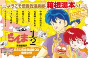 「らんま1/2」“伝説的温泉郷”箱根湯本駅に乱馬&らんまが登場 改札外に掲出中