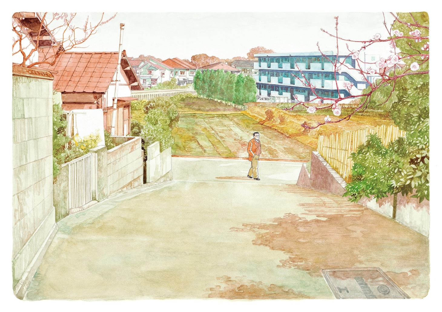 谷口ジロー「歩くひと」第3話「町に出かける」原画 1990年／一般財団法人パピエ蔵 (c)PAPIER/Jiro Taniguchi