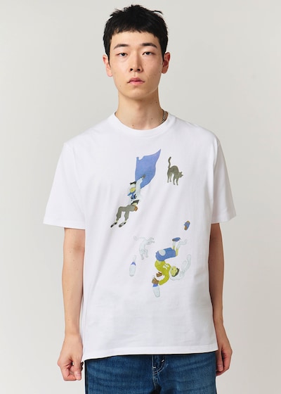 「クロとシロ 飛ぶ｜Tシャツ」