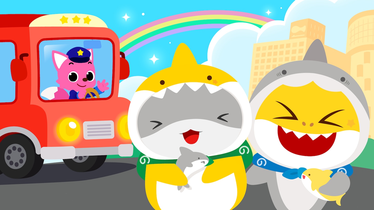 「映画 おでかけ子ザメ とかいのおともだち×ピンキッツ、ベイビーシャークのコラボムービーより (c)ペンギンボックス・KADOKAWA／おでかけ子ザメ (c)2025 The Pinkfong Company, Inc. All Rights Reserved.