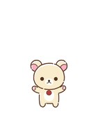 コリラックマ。どこからともなくやってきた、白いクマの子。胸に赤いボタンがついているので、本物のクマではない様子。名付けたのはキイロイトリ。いたずら大好き。元気でやんちゃな子