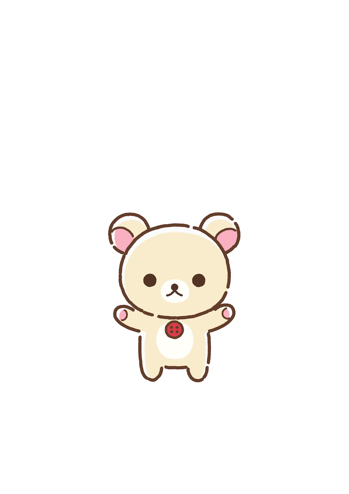 コリラックマ。どこからともなくやってきた、白いクマの子。胸に赤いボタンがついているので、本物のクマではない様子。名付けたのはキイロイトリ。いたずら大好き。元気でやんちゃな子