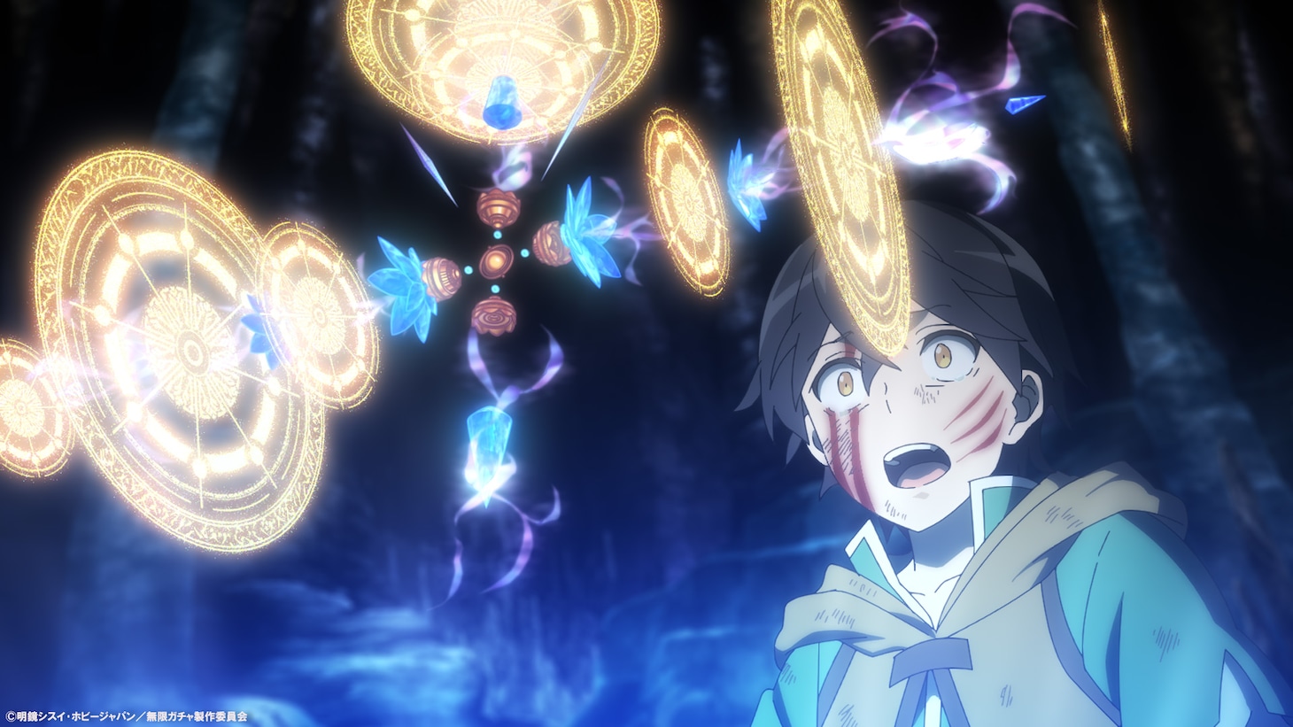 TVアニメ「信じていた仲間達にダンジョン奥地で殺されかけたがギフト『無限ガチャ』でレベル9999の仲間達を手に入れて元パーティーメンバーと世界に復讐＆『ざまぁ！』します！」メインPVより (c)明鏡シスイ・ホビージャパン／無限ガチャ製作委員会