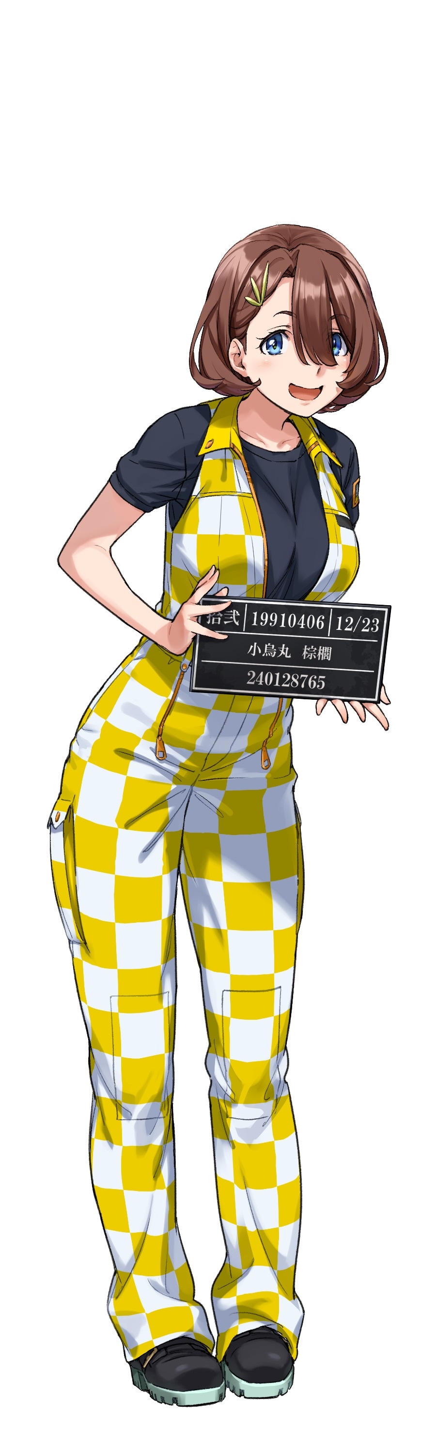 小烏丸棕櫚（こがらすまるしゅろ）（CV：水希凜）。囚人番号は19910406、役職は1990年代隊員、なりたい職業はお笑い芸人、刑期は2億4012万8765年