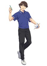 楠木湊（CV：坂田将吾）。幼い頃から人ならざる存在が視える24歳の青年。管理人として楠木邸に1人で住むことになり、山神ら神々や霊獣たちと関わることに。文字に祓いの力を宿す特殊な能力を持ち、その護符の力は桁外れ。 (c) 2025 えんじゅ/KADOKAWA/「神の庭付き楠木邸」製作委員会