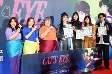 左から3時のヒロインのゆめっち、福田麻貴、かなで、小松未可子、小清水亜美、花守ゆみり、佐藤拓也