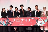 左から内田真礼、坂田将吾、楠木ともり、戸谷菊之介、上田麗奈、内田夕夜、高橋花林