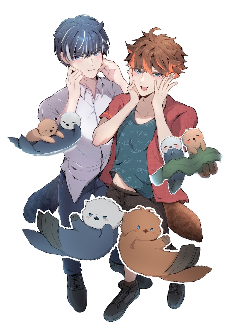 アニメ「アニラとココラ」キービジュアル。黒髪がアニラ、茶髪がココラ