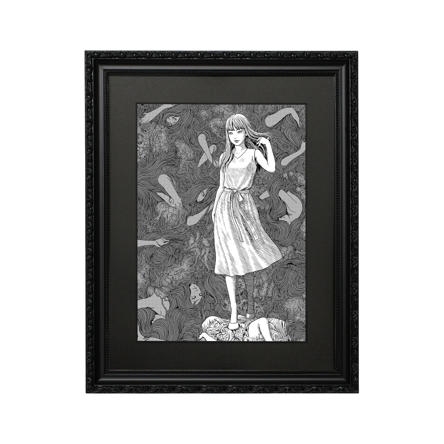 受注商品「複製版画 伊藤潤二×藤本圭紀 『富江』 コラボレーション・スタチュー パッケージ用イラスト」 ※シリアルナンバー入り (c) JI/ASP