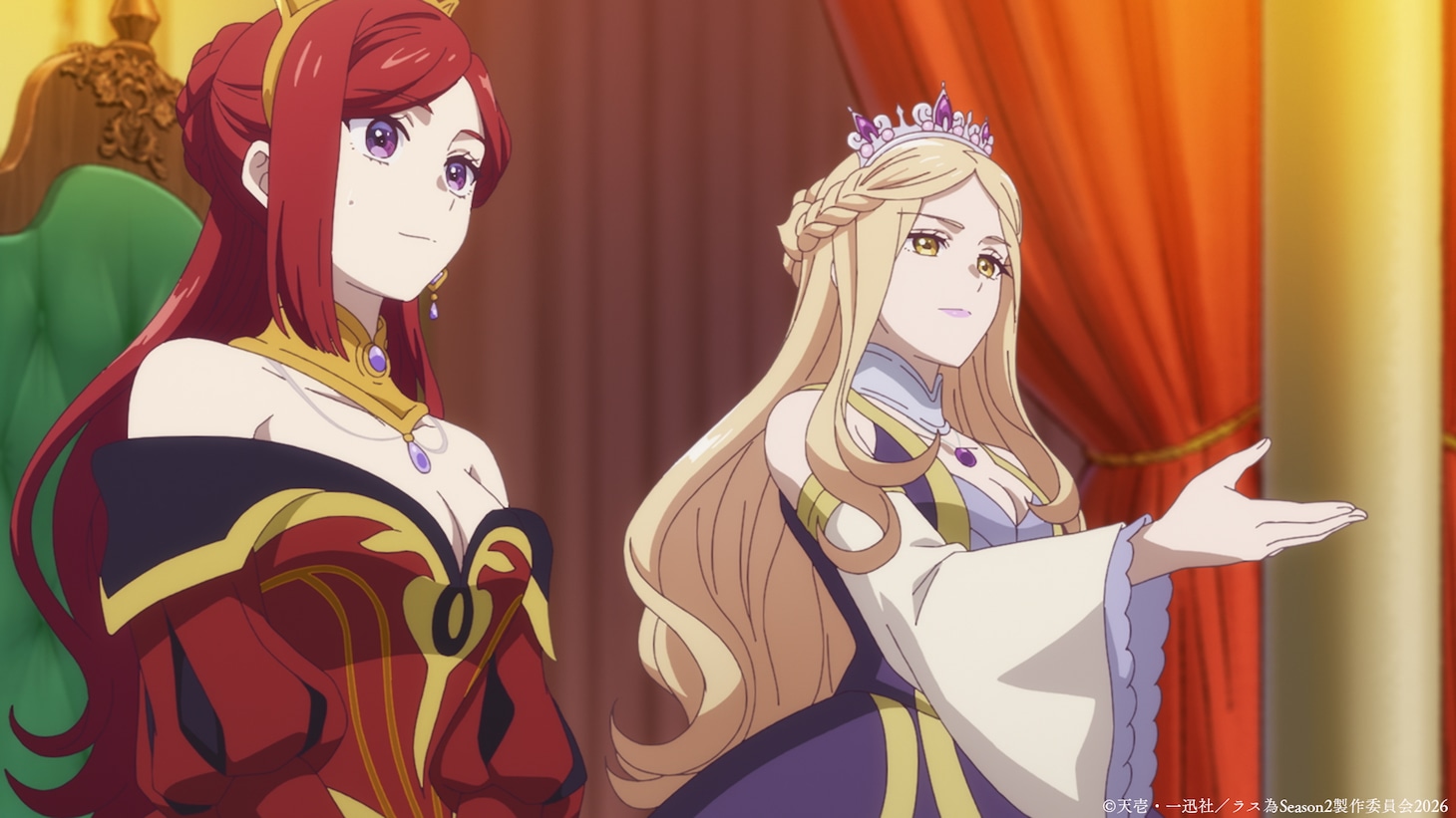 TVアニメ「悲劇の元凶となる最強外道ラスボス女王は民の為に尽くします。Season2」ティザーPVの場面カット