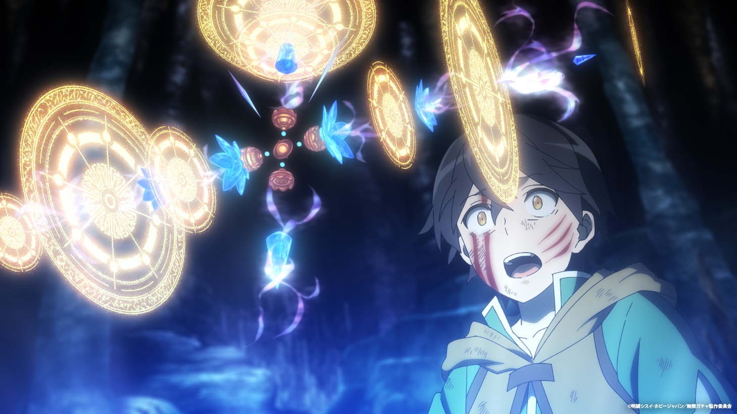 TVアニメ「信じていた仲間達にダンジョン奥地で殺されかけたがギフト『無限ガチャ』でレベル9999の仲間達を手に入れて元パーティーメンバーと世界に復讐＆『ざまぁ！』します！」第1話の先行カット (c)明鏡シスイ・ホビージャパン／無限ガチャ製作委員会