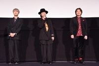 「ヤマトよ永遠に REBEL3199 第四章 水色の乙女（サーシャ）」上映記念舞台挨拶の様子。左から上村祐翔、鳥海浩輔、小野大輔