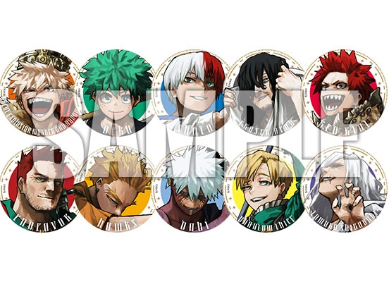 限定通販グッズの「僕のヒーローアカデミア」新十傑-WORLD BEST HERO- 缶バッジ（全2セット / 税込各2200円） (c)堀越耕平/集英社