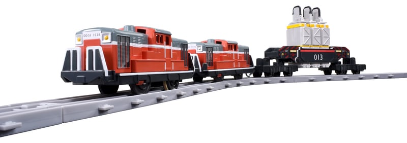 「プラレール 『ヱヴァンゲリヲン新劇場版：序』 ネルフ専用鉄道下二小山支線 『ヤシマ作戦』 DD51形＆シキ880形（B2梁）大物車」 (c)ＴＯＭＹ (c)カラー　