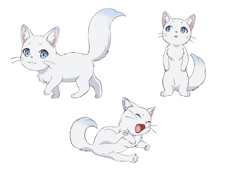 ヴェネ（CV：首藤志奈）。スキル“魔導書”の発動とともにヒビキたちの前に現れた、しゃべる白猫。その正体は、魔神によって創造された聖獣で、リリアンの魔法の先生役と魔力の制御を任されている。食べることが大好き。