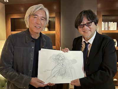 「果てしなきスカーレット」の「Animation is Film Festival」プレミア上映の様子。左からジン・キム、細田守