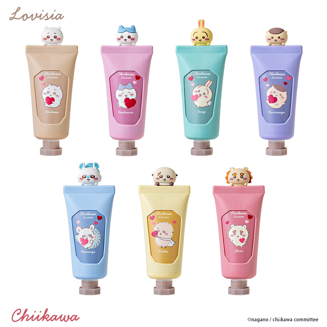 「ちいかわ」×Lovisia、ちいかわたちがちょこんと乗ったマスコット付きハンドクリーム