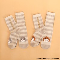 「ハイキュー!! もこもこルームソックス」ボクトフクロウ（左）、アカアシフクロウ（右）