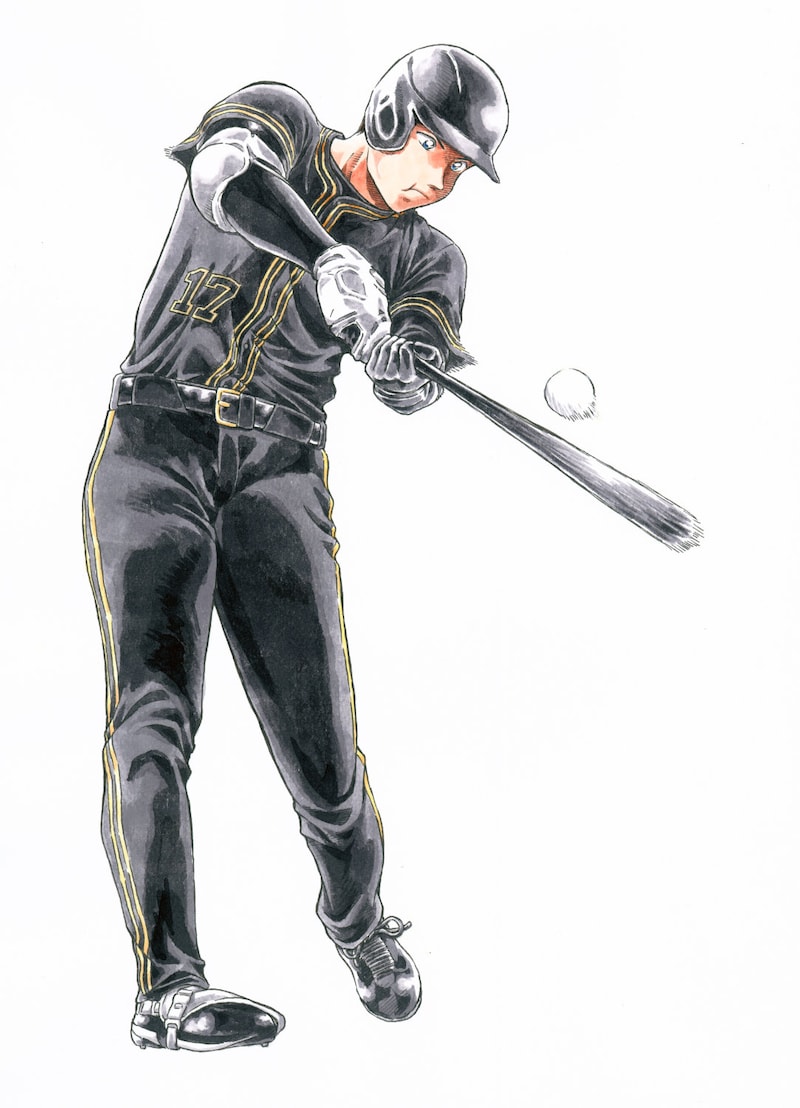 青山剛昌による大谷翔平選手の描き下ろしイラスト (c)青山剛昌 協力:小学館