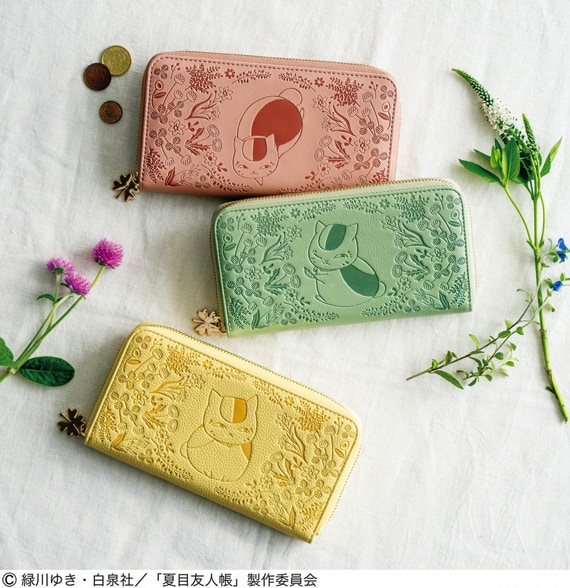 夏目友人帳×猫部 ニャンコ先生と草花の型押し長財布の会 - 夏目友人帳