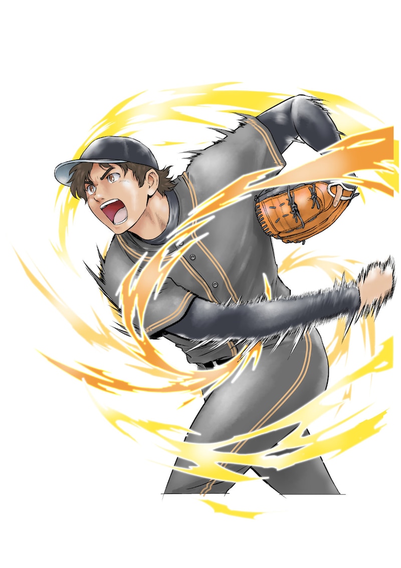 満田拓也による大谷翔平選手の描き下ろしイラスト (c)満田拓也 協力:小学館