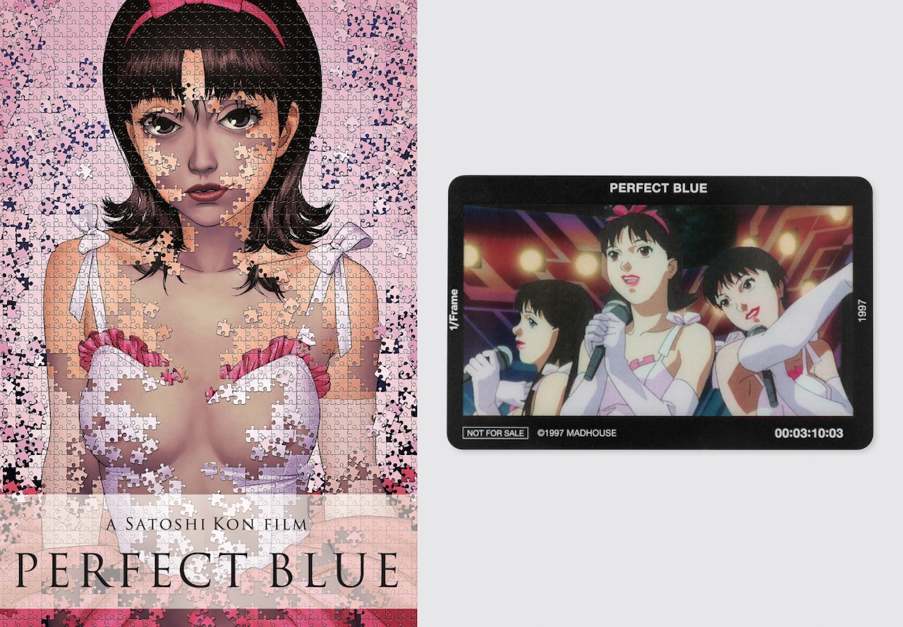 左から「PERFECT BLUE」ポスタービジュアル、入場者プレゼントの限定デザイン「1/Frame」