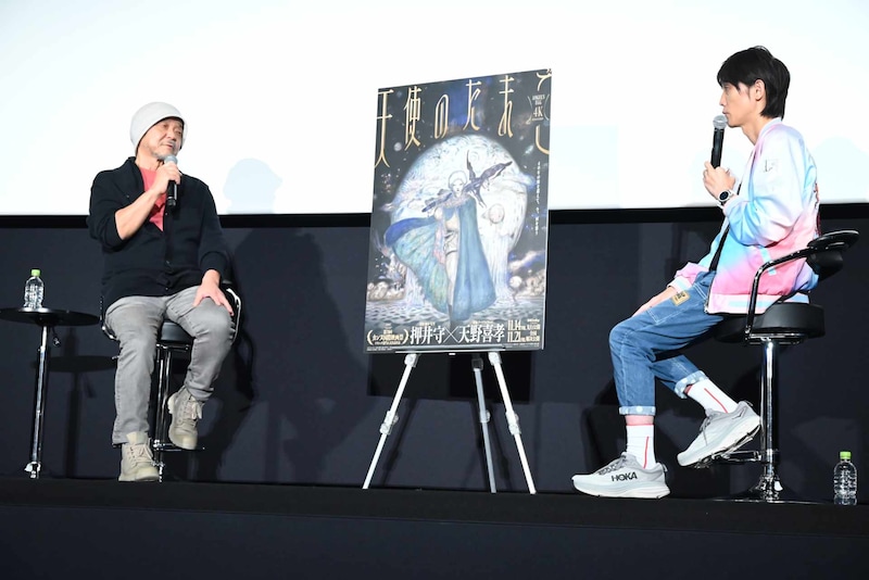 押井守監督、MCを務めた吉田尚記アナウンサー。吉田アナは押井監督の大ファンだそう