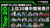 「全世界“ガンダム”総選挙2025」の上位20機体。