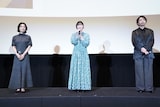 左から高代槙生役の沢城みゆき、田汲朝役の森風子、笠町信吾役の諏訪部順一