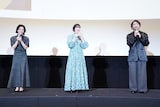 左から高代槙生役の沢城みゆき、田汲朝役の森風子、笠町信吾役の諏訪部順一
