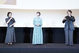 左から高代槙生役の沢城みゆき、田汲朝役の森風子、笠町信吾役の諏訪部順一