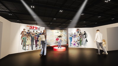 「放送30周年記念 TVアニメ『名探偵コナン』展」のエントランス