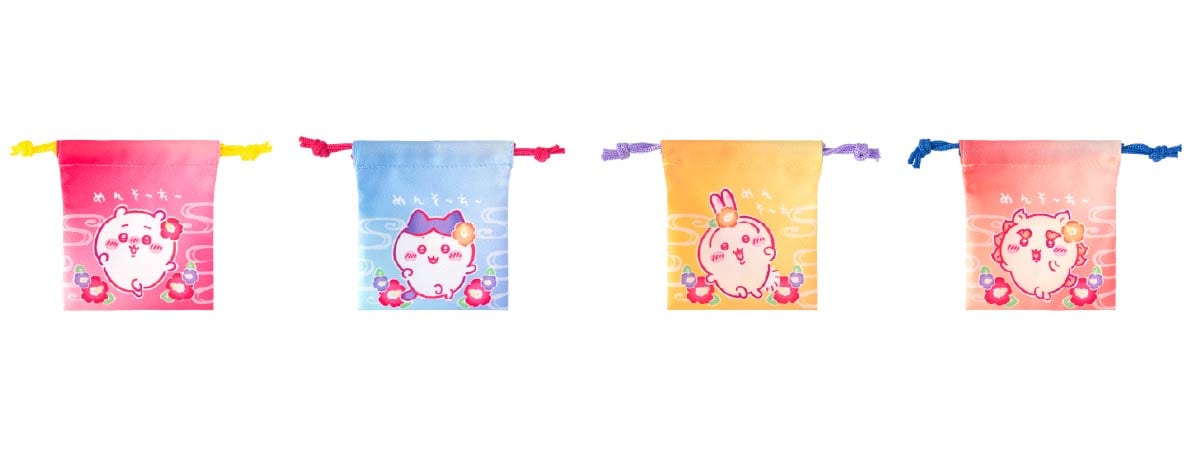 4個セットミニ巾着 - 「ちいかわ」三線を弾くシーサーのぬいぐるみなど