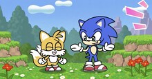 ショートアニメ「ンめねこ」とソニックのコラボ回より  (c)しりもと/HUNET・「ンめねこ」製作委員会 (c)SEGA