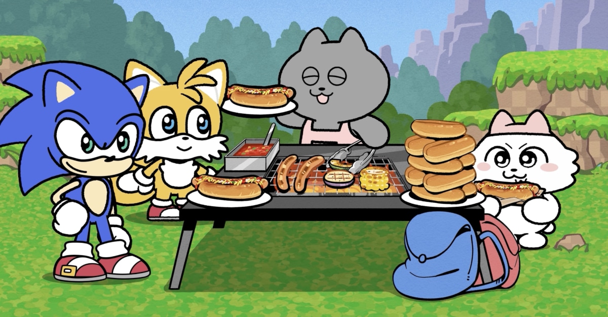 ショートアニメ「ンめねこ」とソニックのコラボ回より  (c)しりもと/HUNET・「ンめねこ」製作委員会 (c)SEGA
