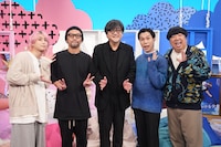 「サクサクヒムヒム ☆推しの降る夜☆」より、左から佐久間大介、伊藤智彦監督、細田守岩井勇気、日村勇紀